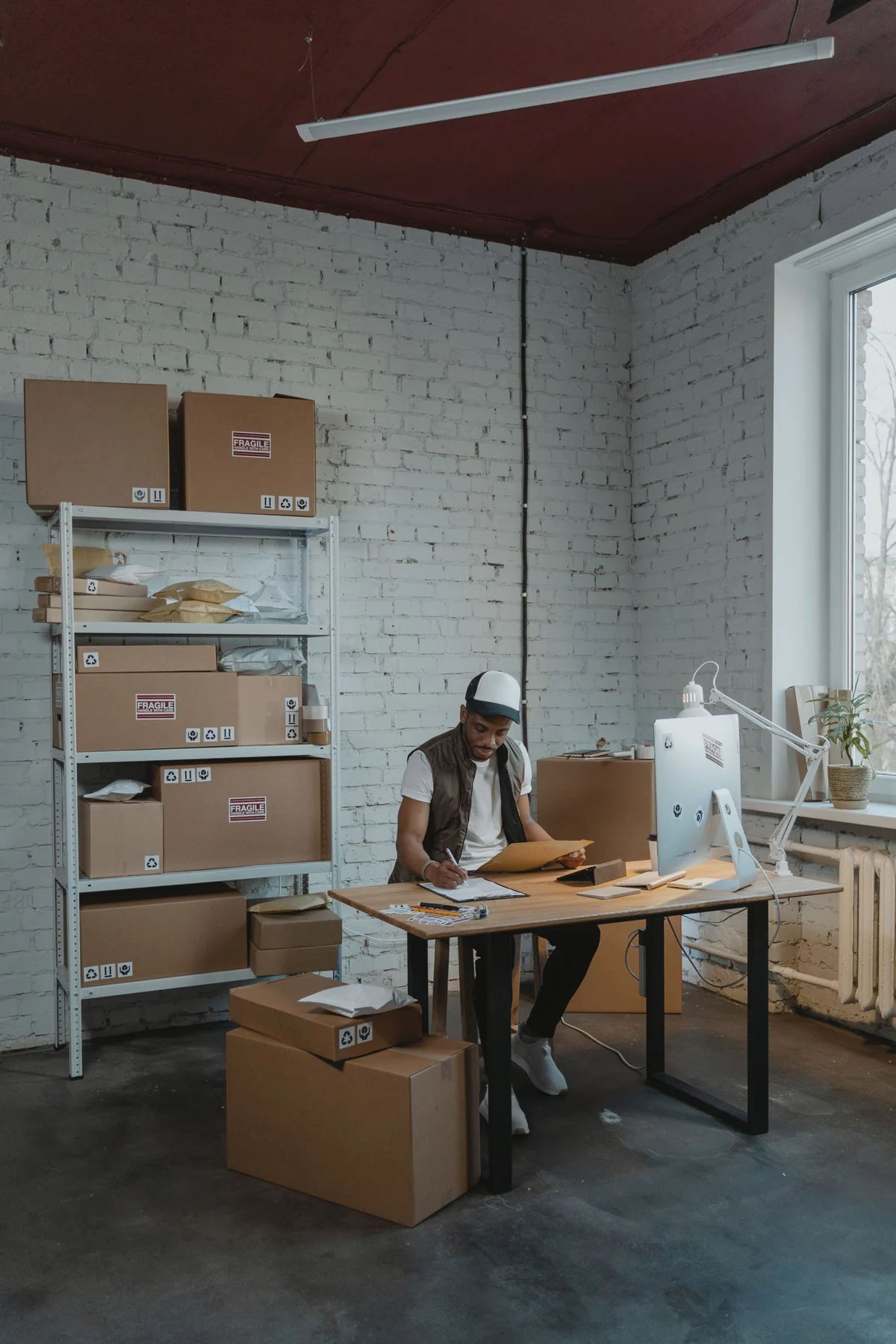 Processing orders in a shipping office
